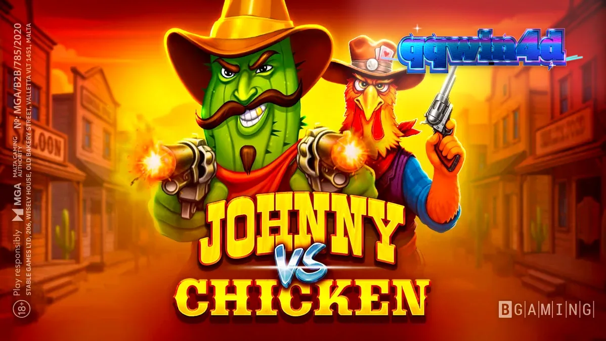 Tampilan visual slot Johnny vs Chicken dengan tema Wild West